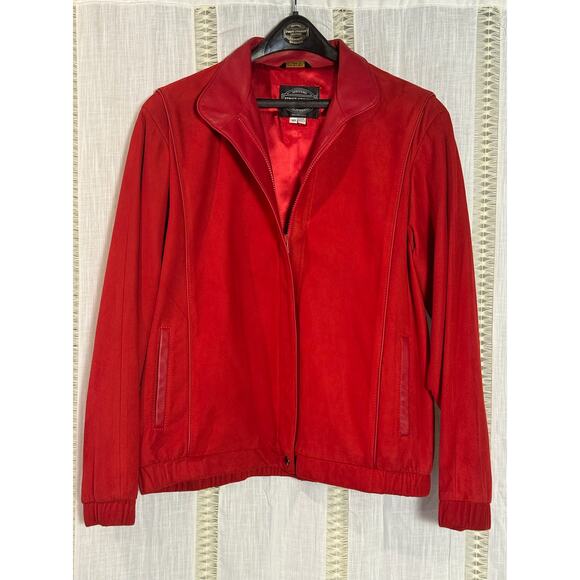VTG Leather Jacket 1980s Solvang First‎ Street Leather Lambskin Suede L Designer - Picture 1 of 15